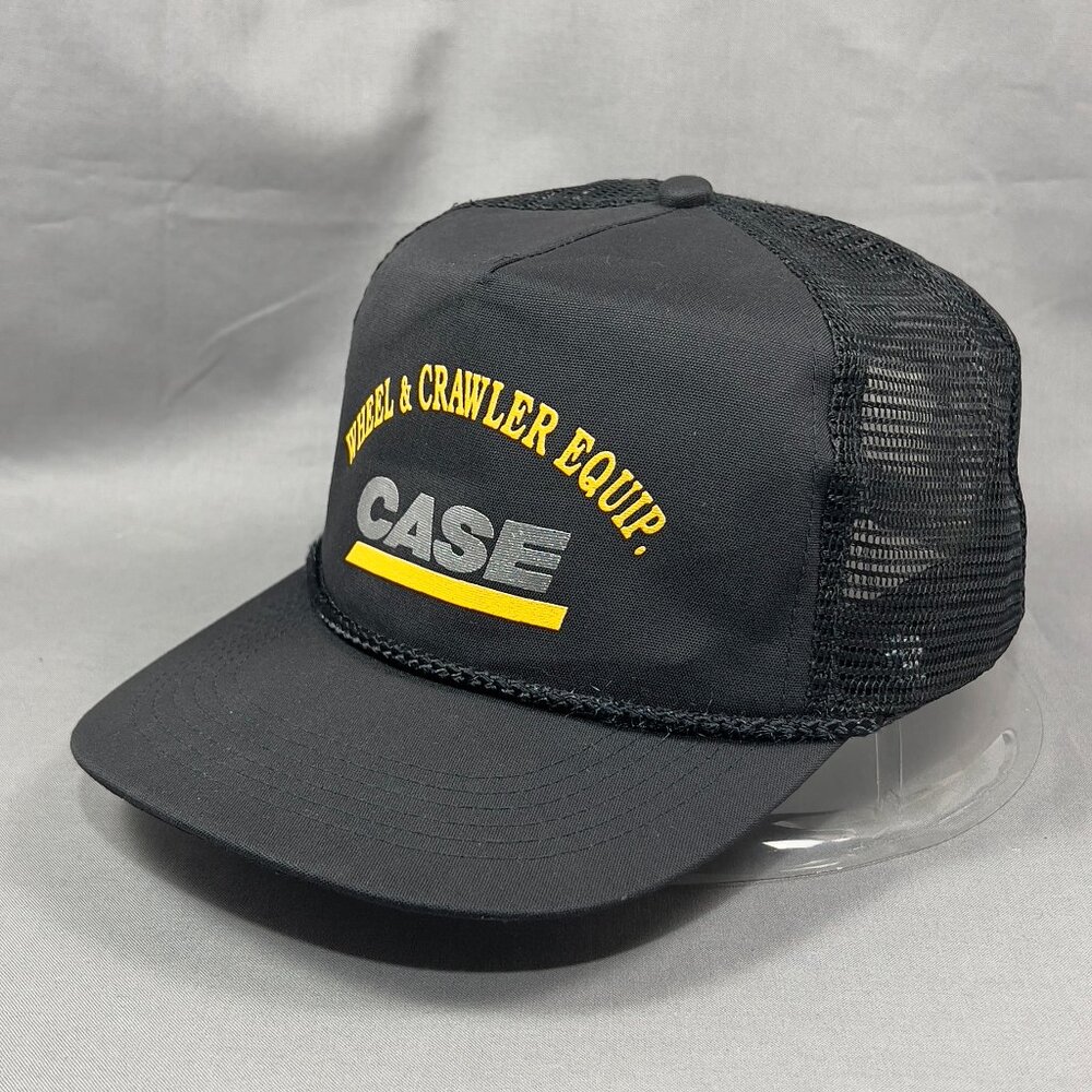 Vtg CASE Snap Back Hat Cap Black George Equipment Promo Tractors Rope Dad Mens